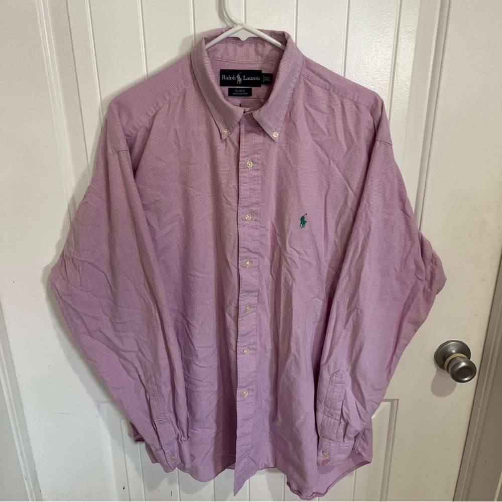 Ralph Lauren Men's Blake Pink Checker Button Down Shirt Size XL Small Stain GUC